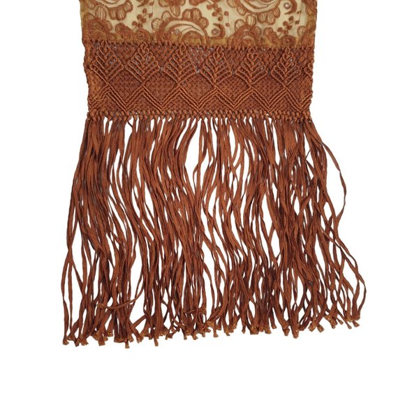 Embroidered Fringe Scarf Women Rayon Polyester 72 x 8.5 Shawl Wrap Paisley - Picture 4 of 9